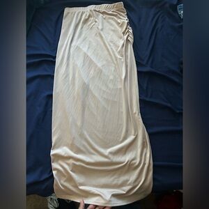 Elegant Cream Maxi Skirt with High Side slit